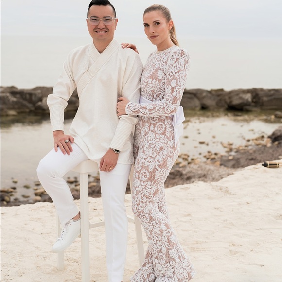 Nadine Marni Bella White lace Jumpsuit size S/M - Picture 3 of 9